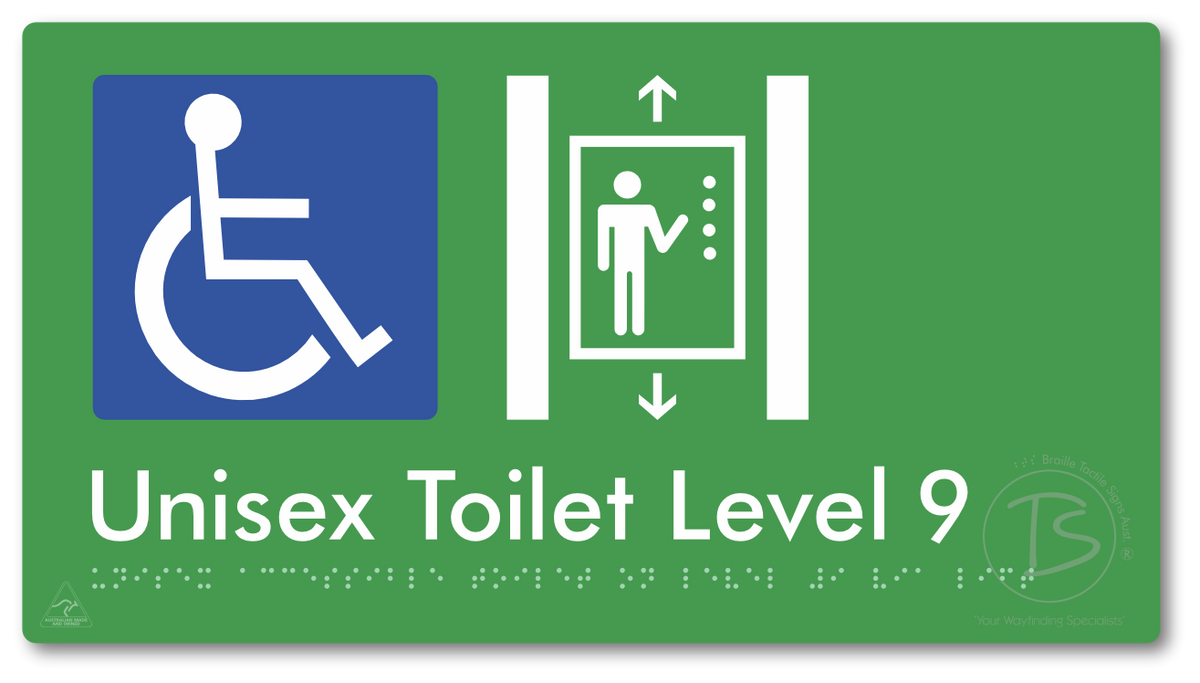 Unisex Accessible Toilet on Level 9 Via Lift - Braille Tactile Signs Aust.