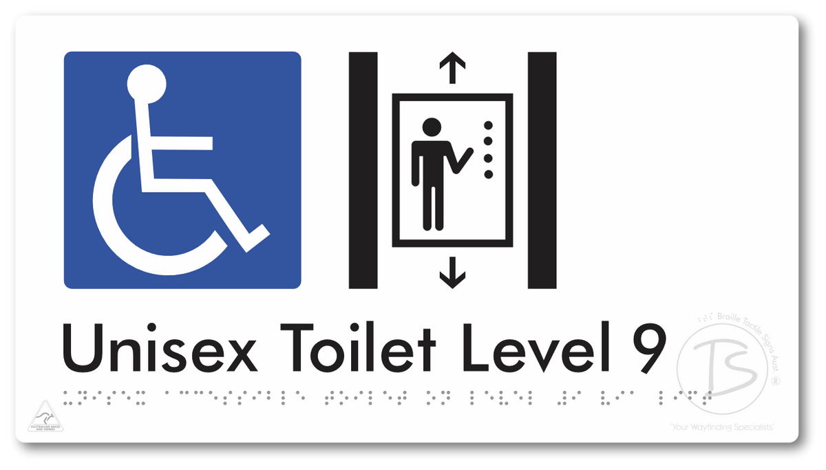 Unisex Accessible Toilet on Level 9 Via Lift - Braille Tactile Signs Aust.