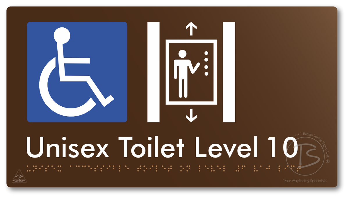 Unisex Accessible Toilet on Level 10 Via Lift - Braille Tactile Signs Aust.
