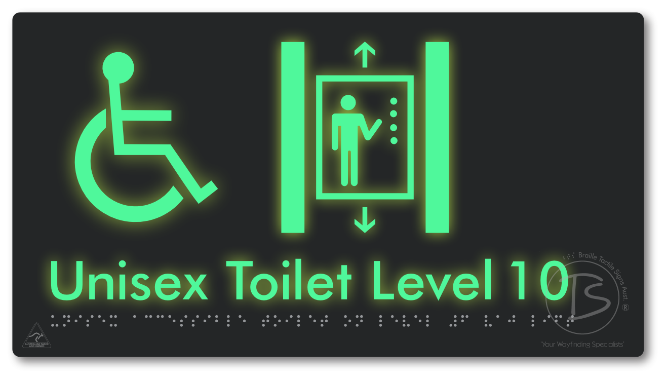 Unisex Accessible Toilet on Level 10 Via Lift - Braille Tactile Signs Aust.