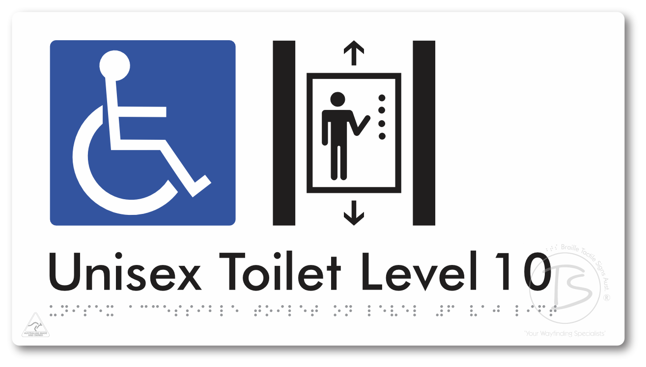 Unisex Accessible Toilet on Level 10 Via Lift - Braille Tactile Signs Aust.