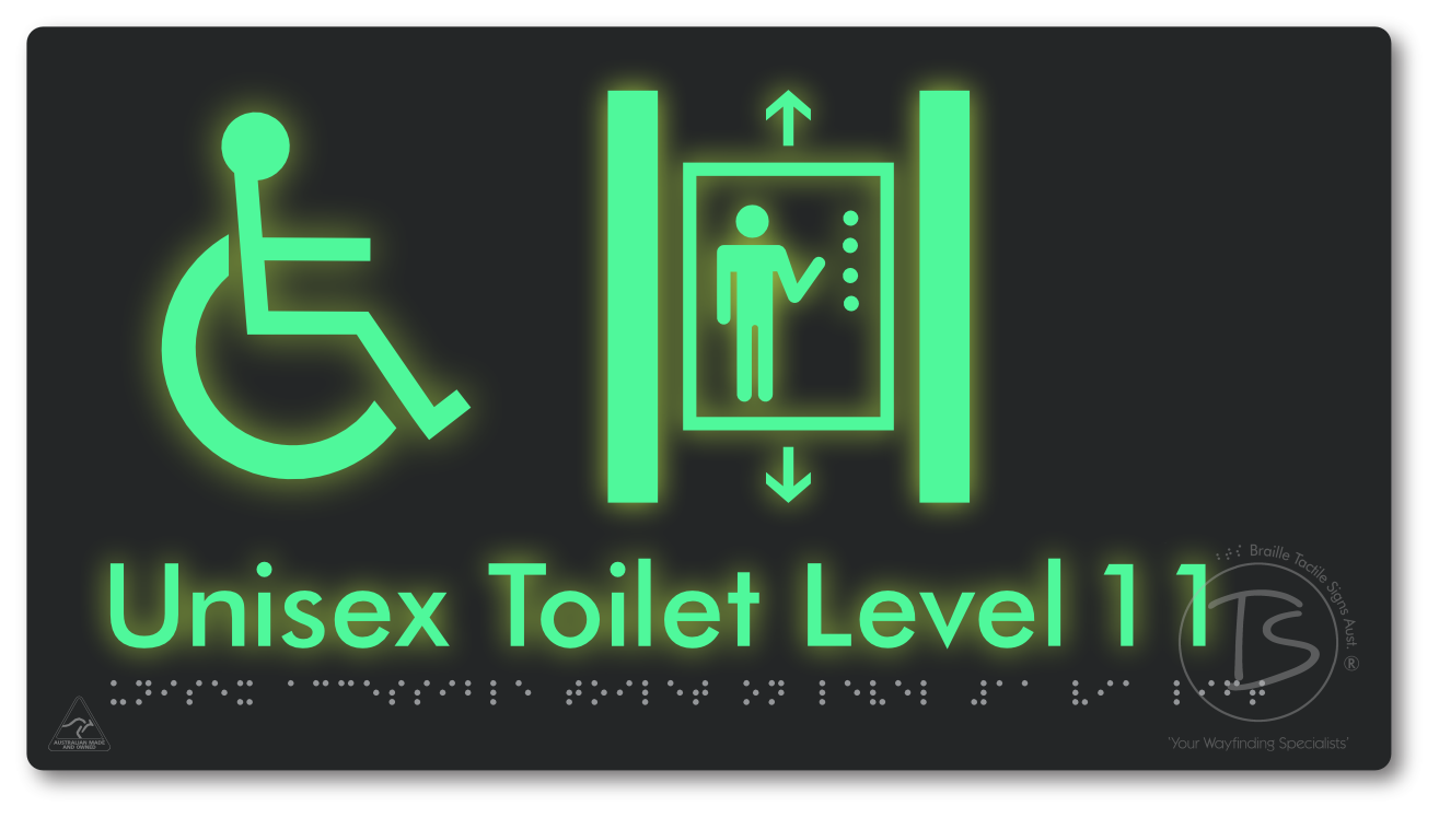 Unisex Accessible Toilet on Level 11 Via Lift - Braille Tactile Signs Aust.