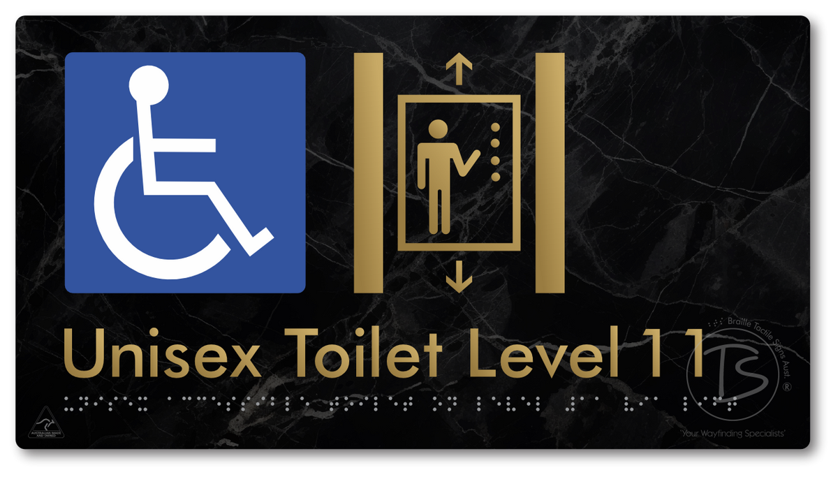 Unisex Accessible Toilet on Level 11 Via Lift - Braille Tactile Signs Aust.