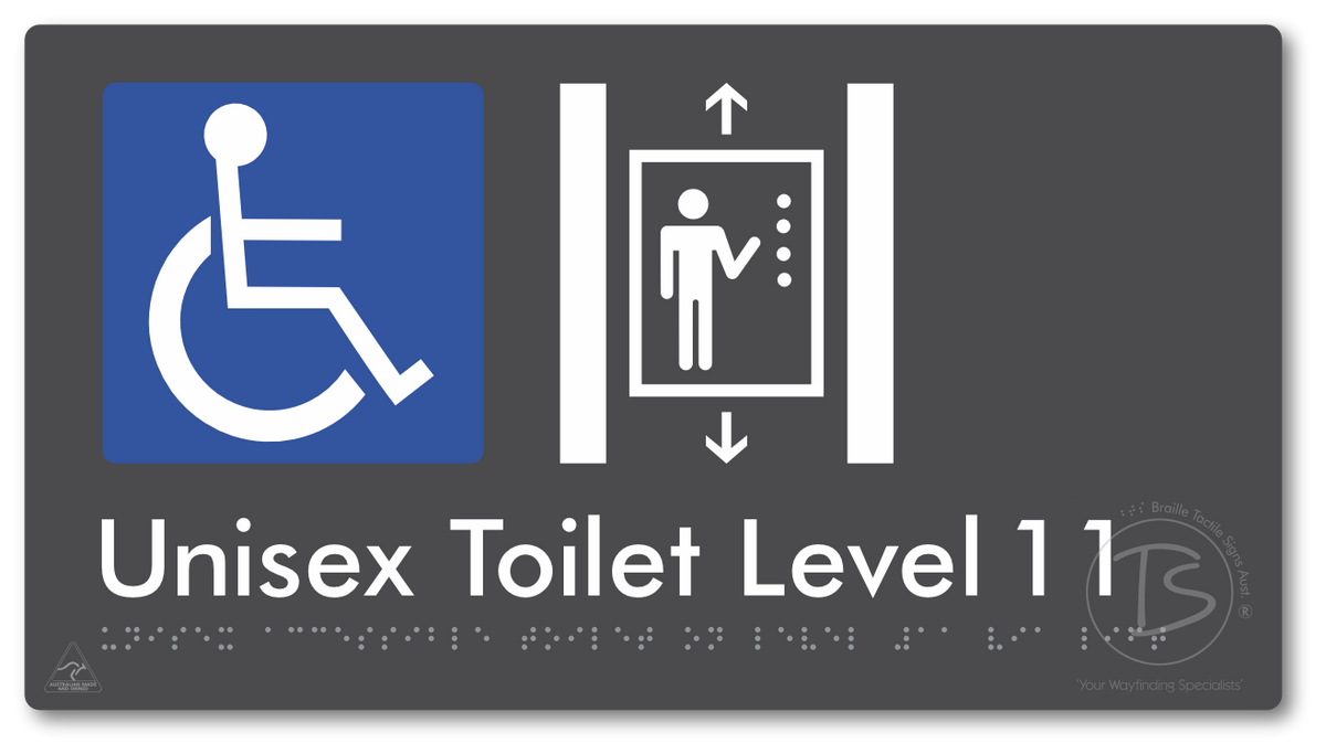 Unisex Accessible Toilet on Level 11 Via Lift - Braille Tactile Signs Aust.