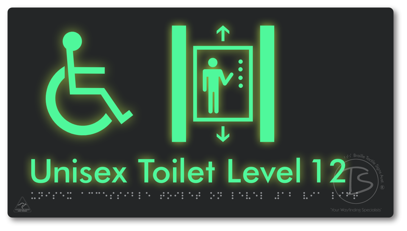 Unisex Accessible Toilet on Level 12 Via Lift - Braille Tactile Signs Aust.