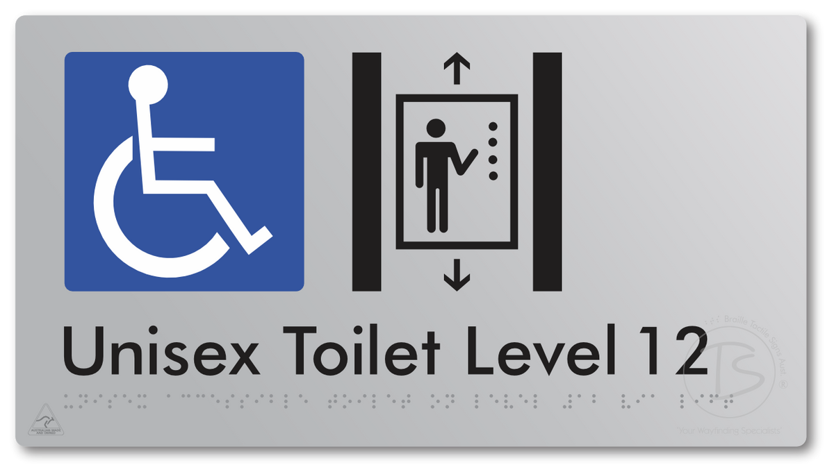 Unisex Accessible Toilet on Level 12 Via Lift - Braille Tactile Signs Aust.