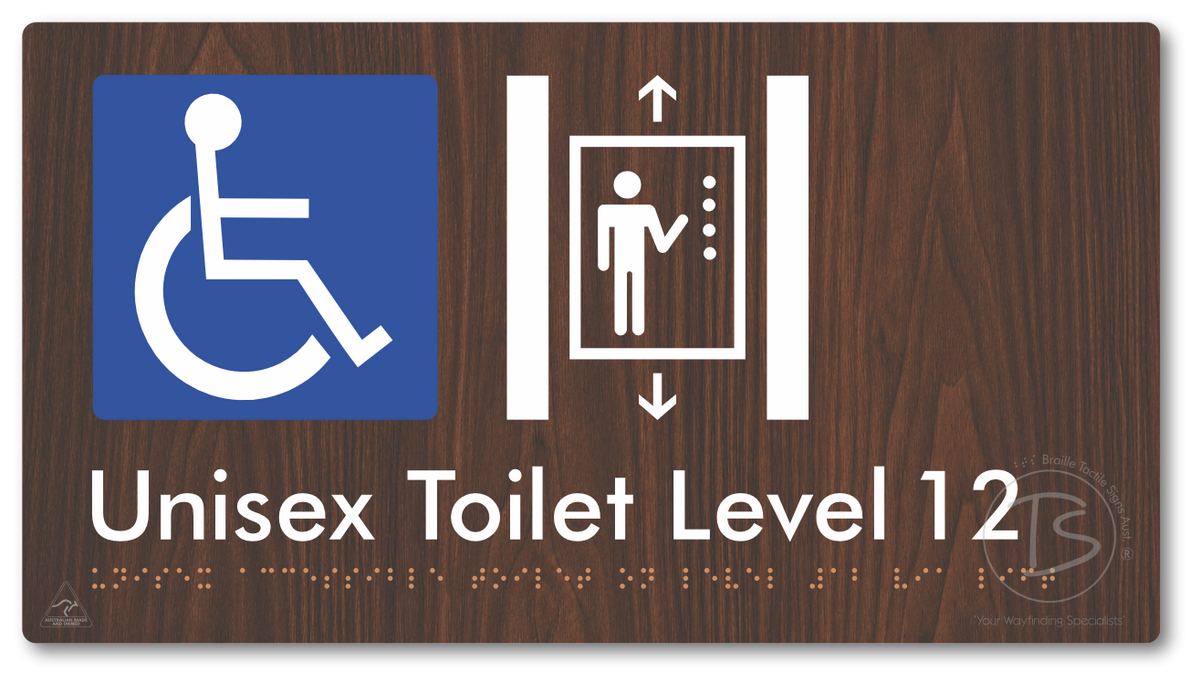 Unisex Accessible Toilet on Level 12 Via Lift - Braille Tactile Signs Aust.