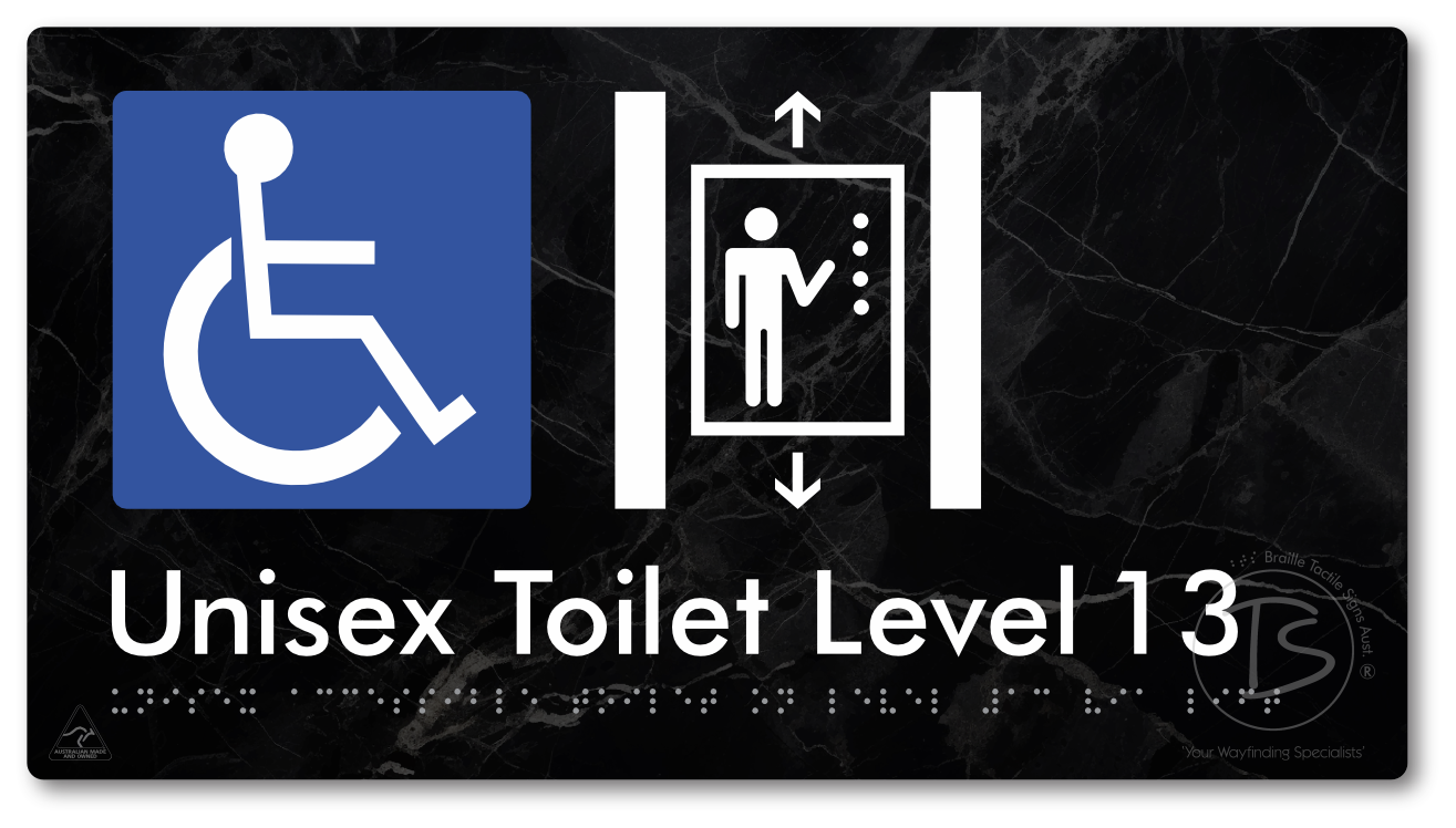 Unisex Accessible Toilet on Level 13 Via Lift - Braille Tactile Signs Aust.