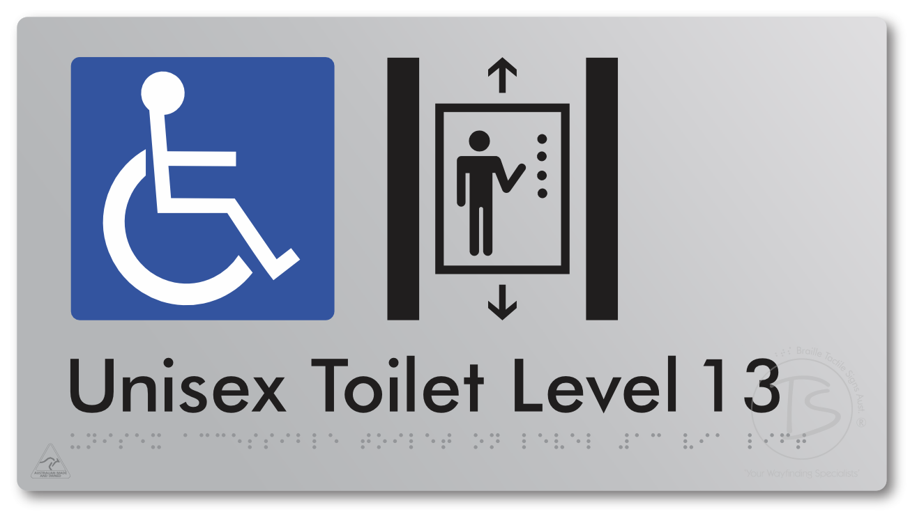 Unisex Accessible Toilet on Level 13 Via Lift - Braille Tactile Signs Aust.