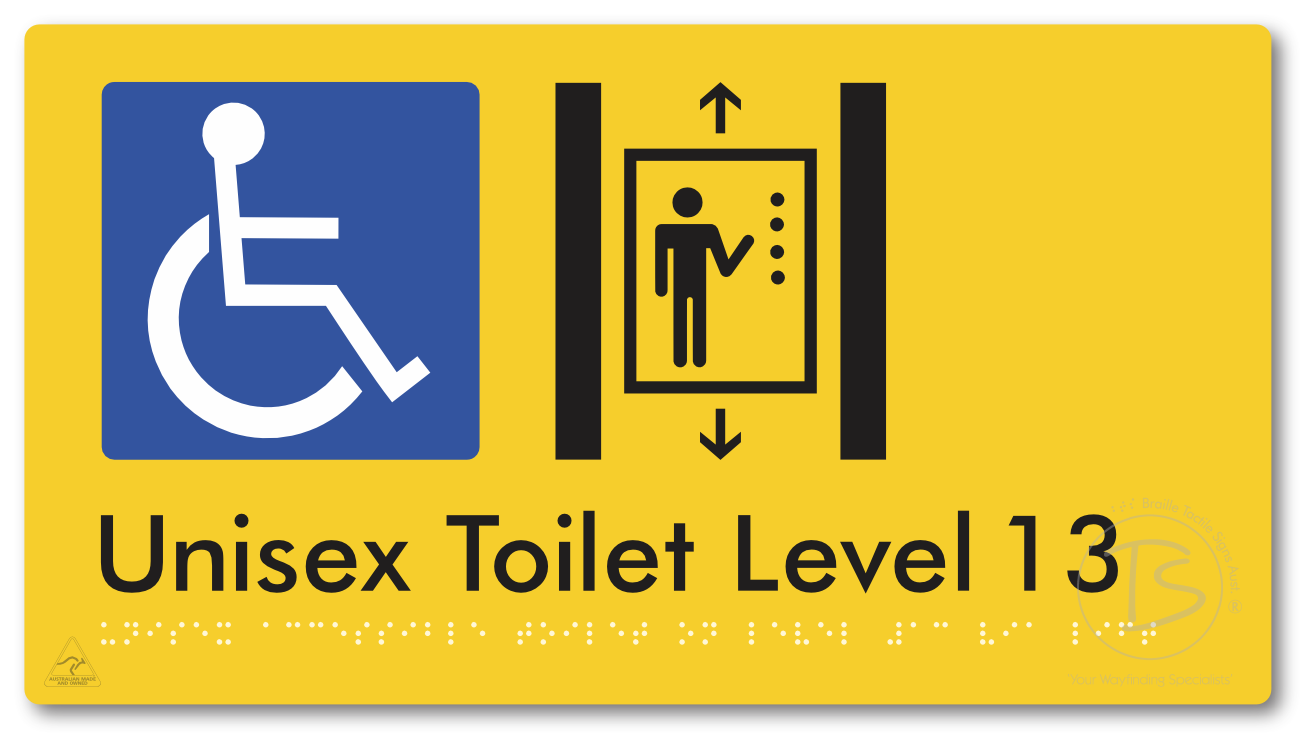 Unisex Accessible Toilet on Level 13 Via Lift - Braille Tactile Signs Aust.
