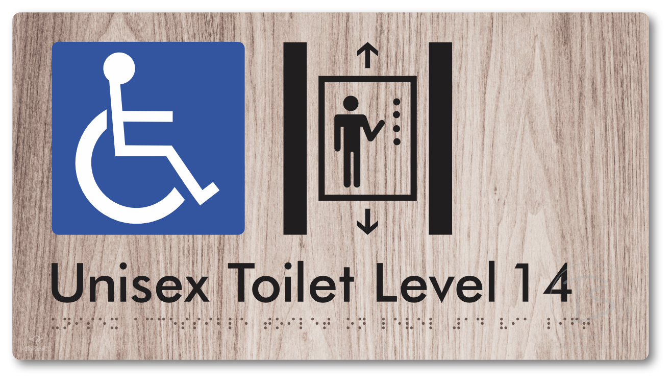 Unisex Accessible Toilet on Level 14 Via Lift - Braille Tactile Signs Aust.