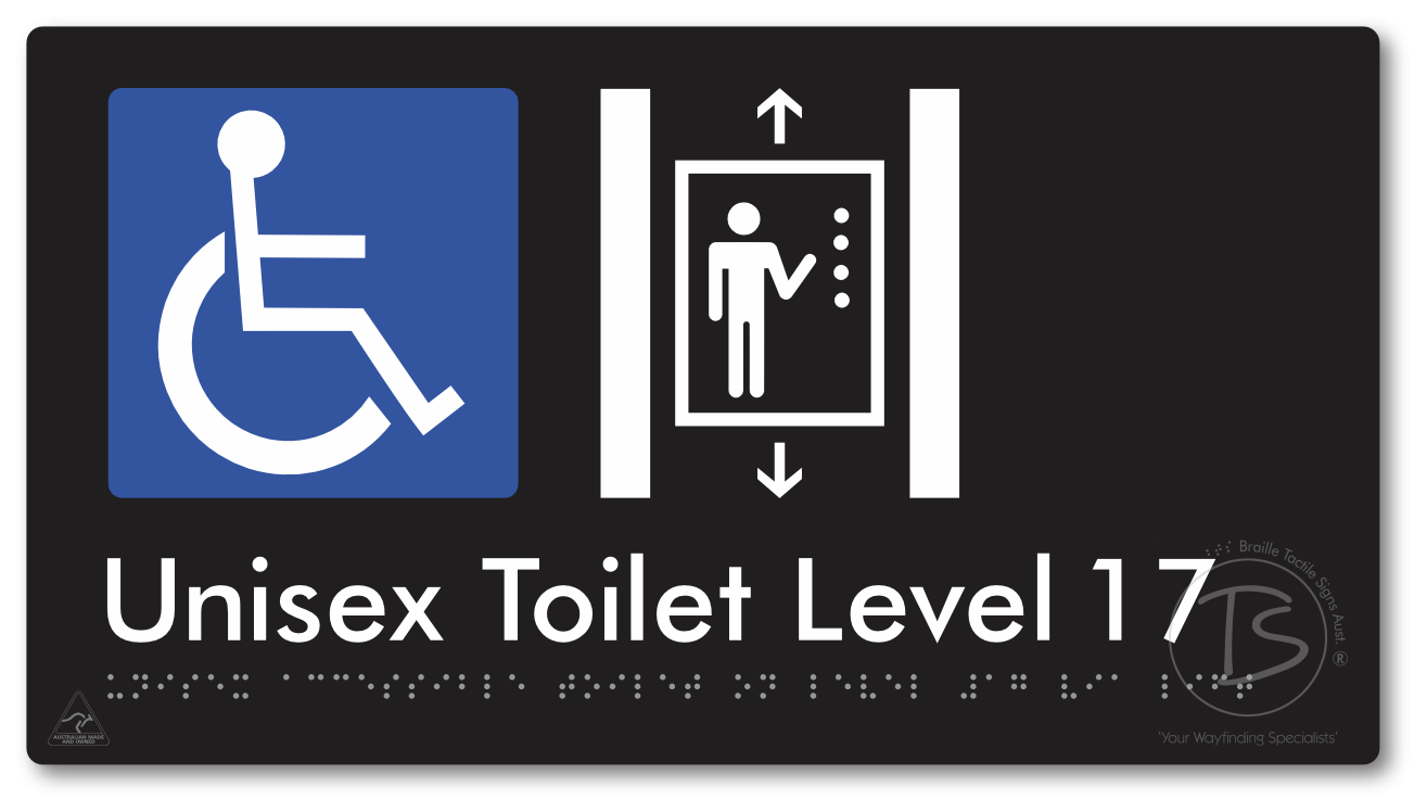Unisex Accessible Toilet on Level 17 Via Lift - Braille Tactile Signs Aust.