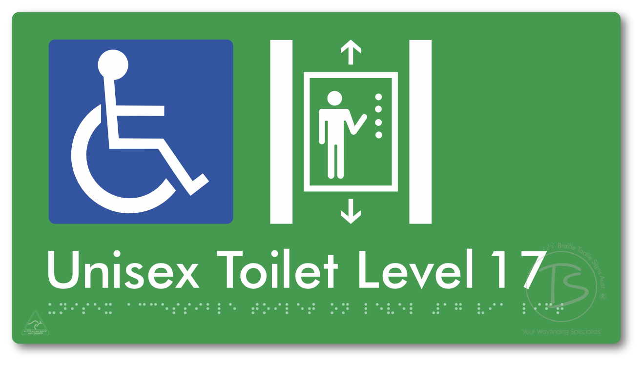 Unisex Accessible Toilet on Level 17 Via Lift - Braille Tactile Signs Aust.