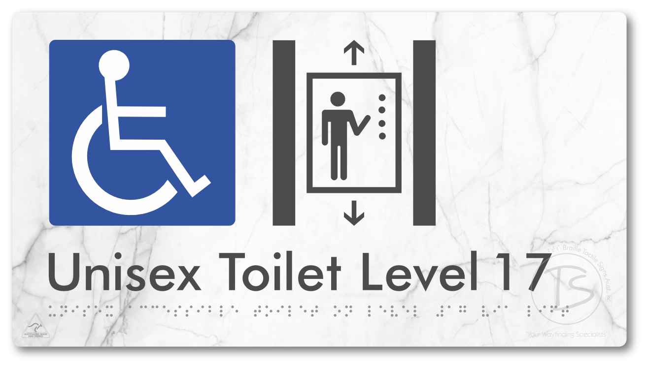 Unisex Accessible Toilet on Level 17 Via Lift - Braille Tactile Signs Aust.