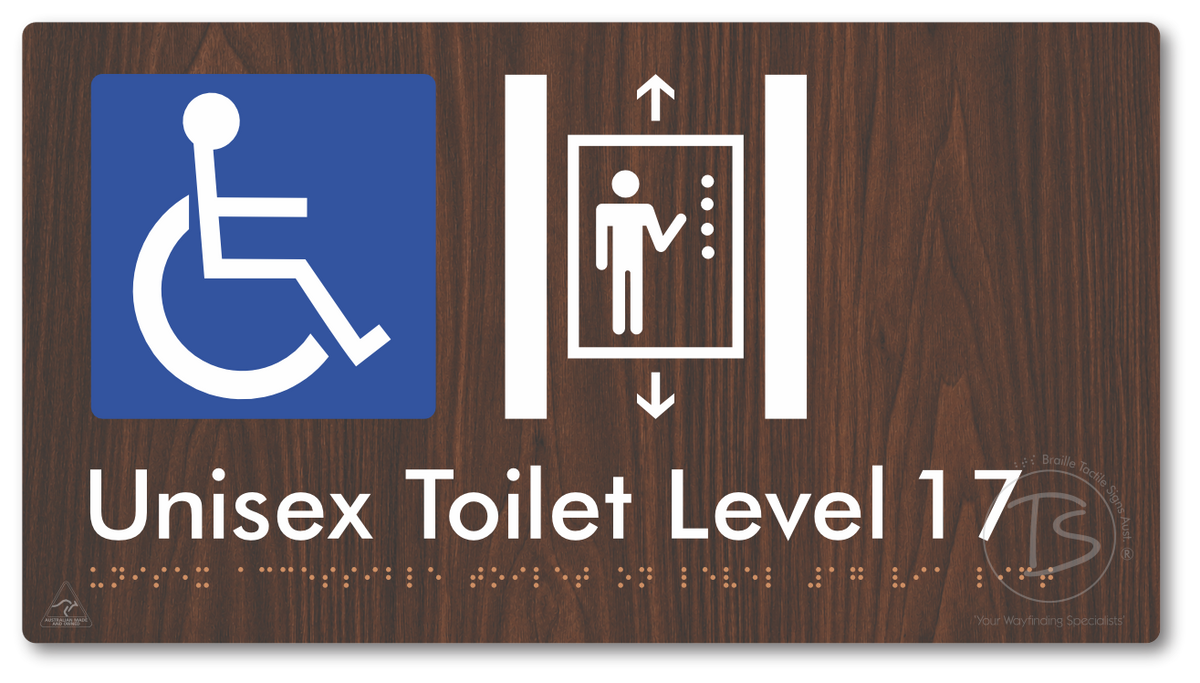 Unisex Accessible Toilet on Level 17 Via Lift - Braille Tactile Signs Aust.