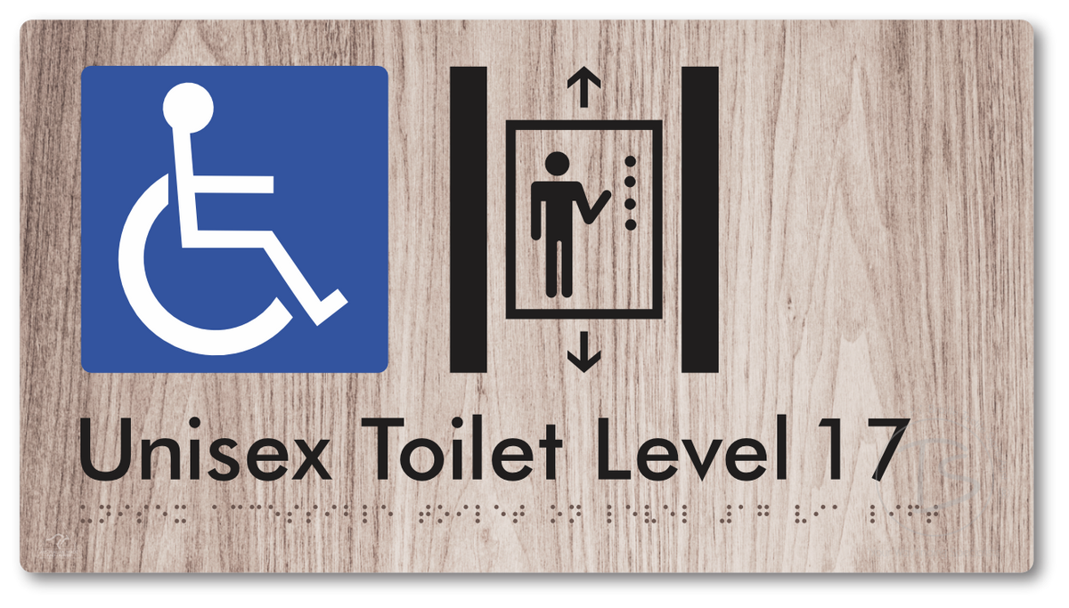 Unisex Accessible Toilet on Level 17 Via Lift - Braille Tactile Signs Aust.