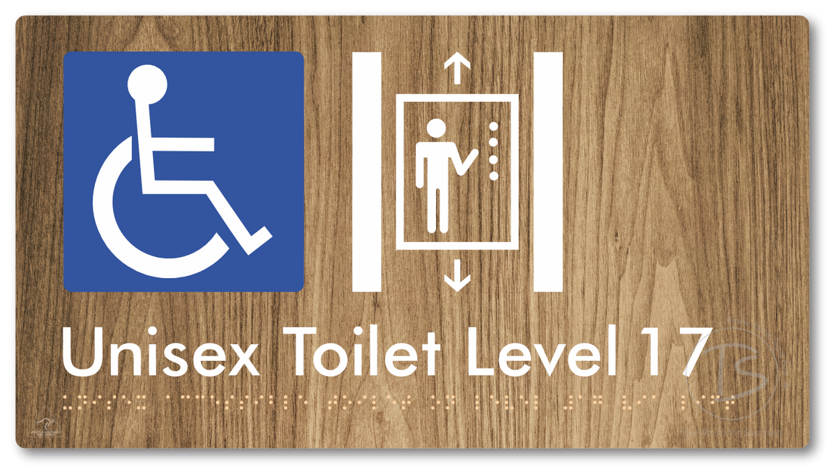 Unisex Accessible Toilet on Level 17 Via Lift - Braille Tactile Signs Aust.