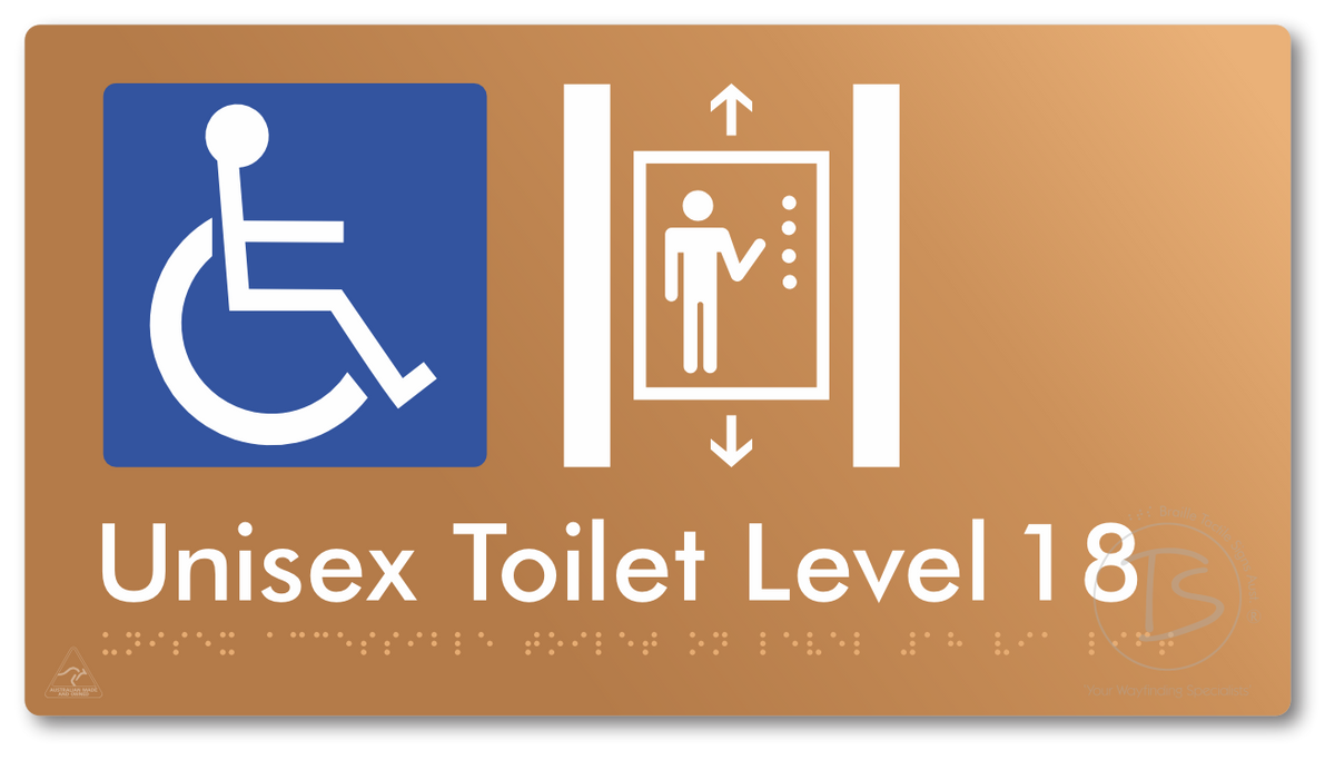 Unisex Accessible Toilet on Level 18 Via Lift - Braille Tactile Signs Aust.