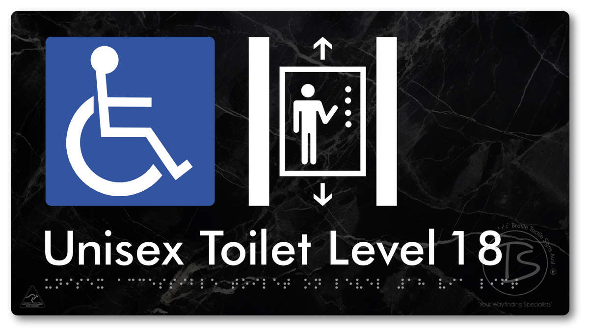 Unisex Accessible Toilet on Level 18 Via Lift - Braille Tactile Signs Aust.