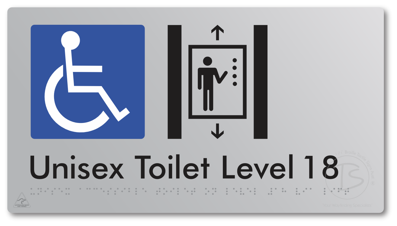Unisex Accessible Toilet on Level 18 Via Lift - Braille Tactile Signs Aust.