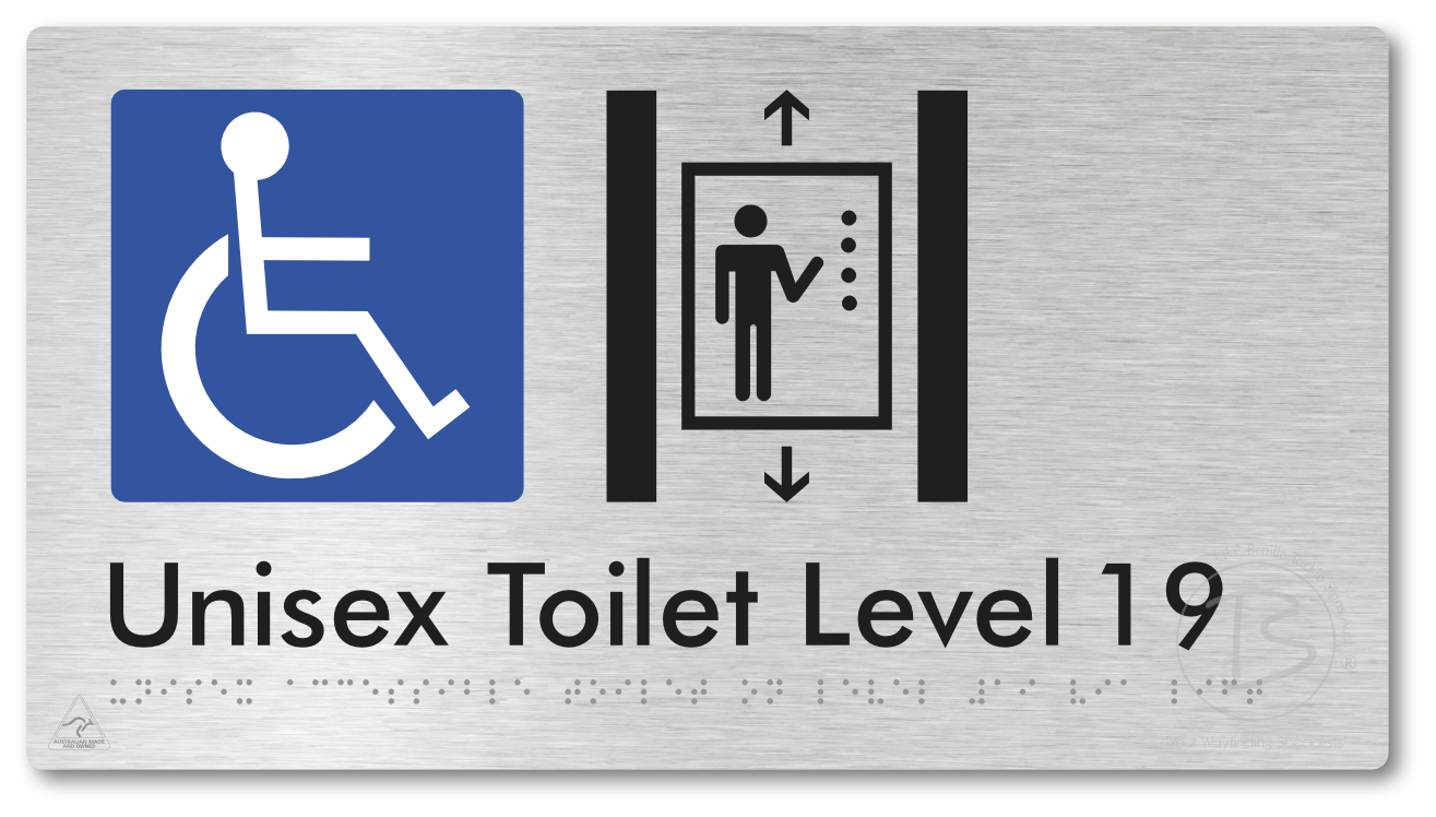 Unisex Accessible Toilet on Level 19 Via Lift - Braille Tactile Signs Aust.