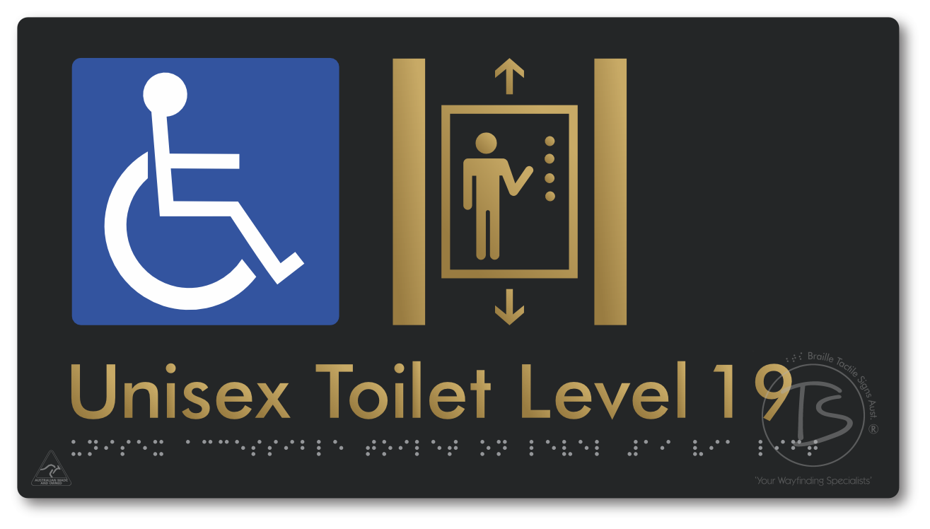 Unisex Accessible Toilet on Level 19 Via Lift - Braille Tactile Signs Aust.