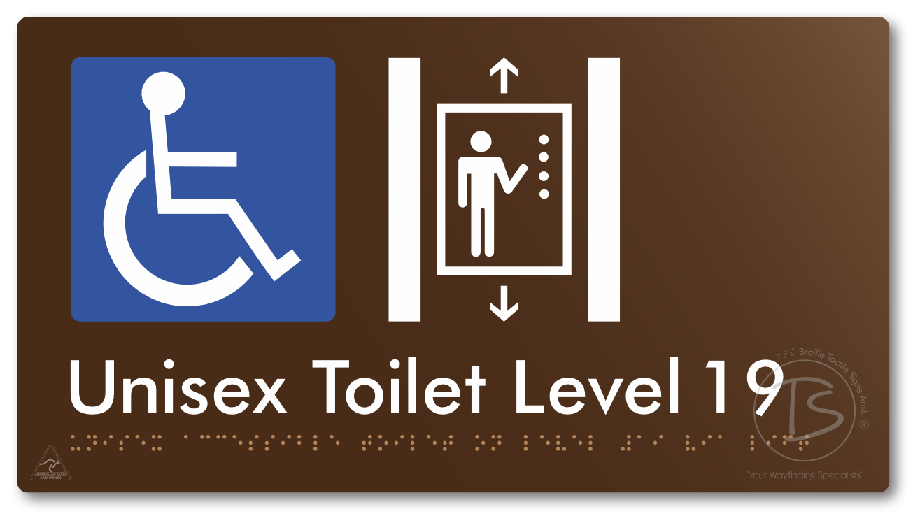 Unisex Accessible Toilet on Level 19 Via Lift - Braille Tactile Signs Aust.