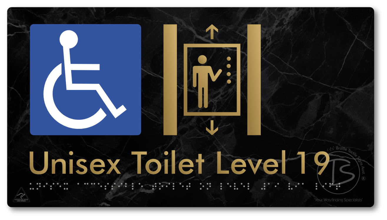 Unisex Accessible Toilet on Level 19 Via Lift - Braille Tactile Signs Aust.