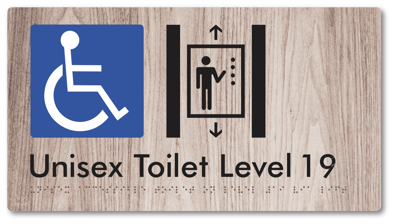 Unisex Accessible Toilet on Level 19 Via Lift - Braille Tactile Signs Aust.