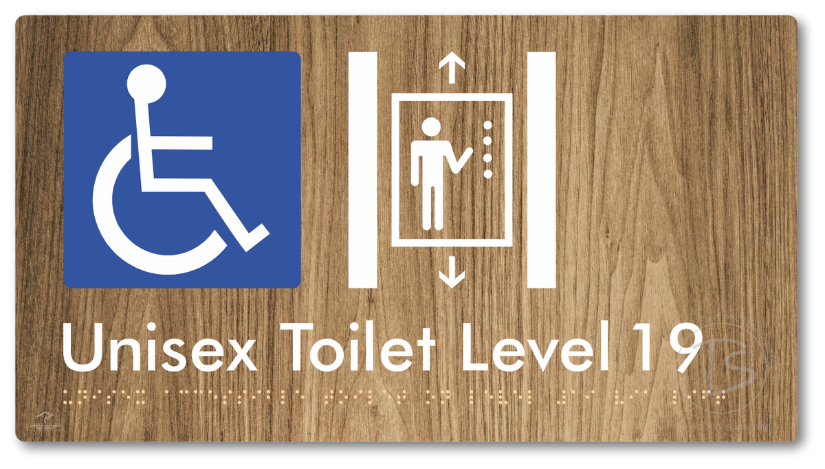 Unisex Accessible Toilet on Level 19 Via Lift - Braille Tactile Signs Aust.