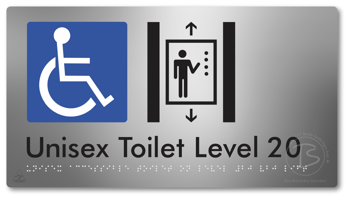 Unisex Accessible Toilet on Level 20 Via Lift - Braille Tactile Signs Aust.