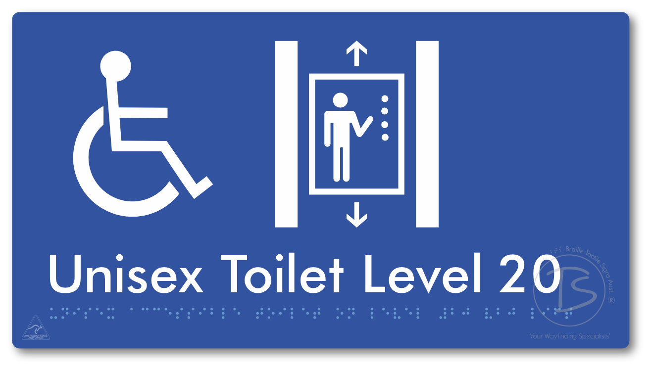 Unisex Accessible Toilet on Level 20 Via Lift - Braille Tactile Signs Aust.