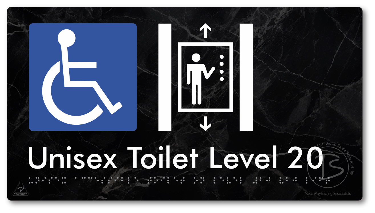 Unisex Accessible Toilet on Level 20 Via Lift - Braille Tactile Signs Aust.