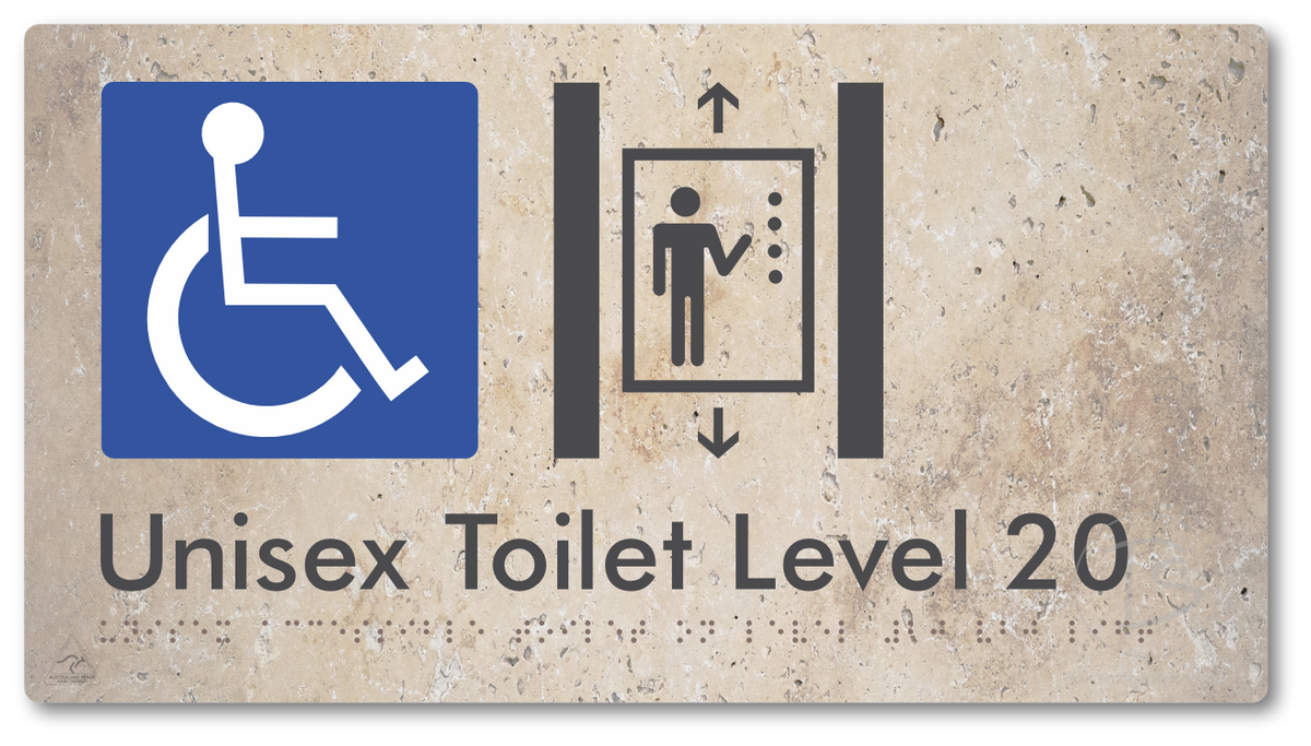Unisex Accessible Toilet on Level 20 Via Lift - Braille Tactile Signs Aust.