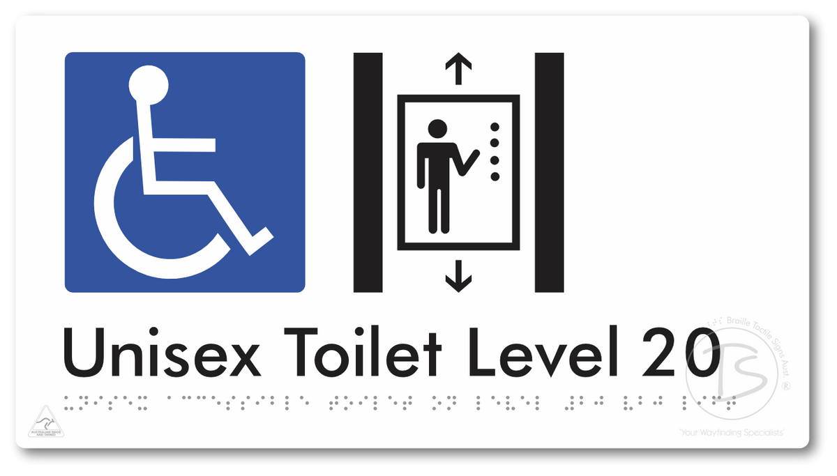 Unisex Accessible Toilet on Level 20 Via Lift - Braille Tactile Signs Aust.