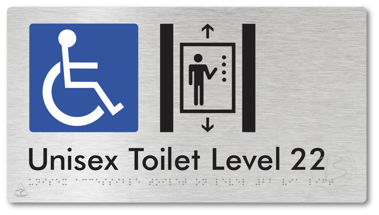 Unisex Accessible Toilet on Level 22 Via Lift - Braille Tactile Signs Aust.