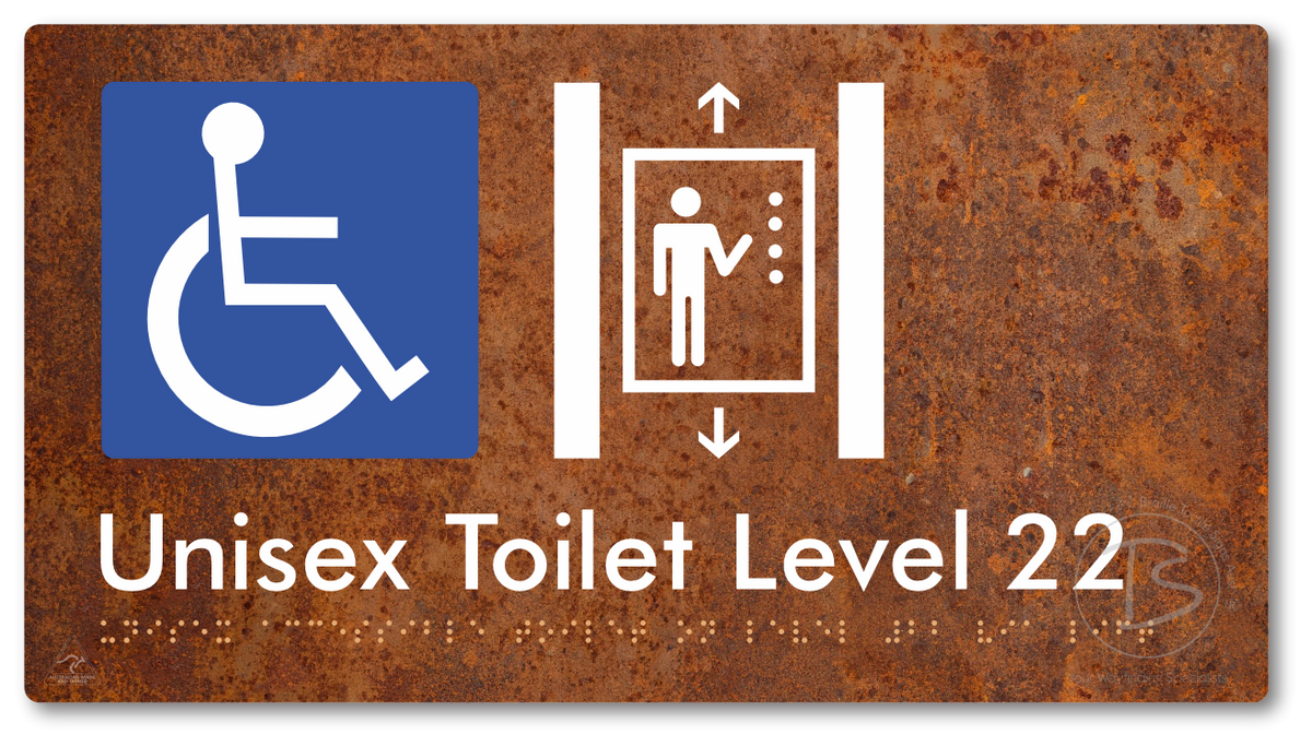 Unisex Accessible Toilet on Level 22 Via Lift - Braille Tactile Signs Aust.