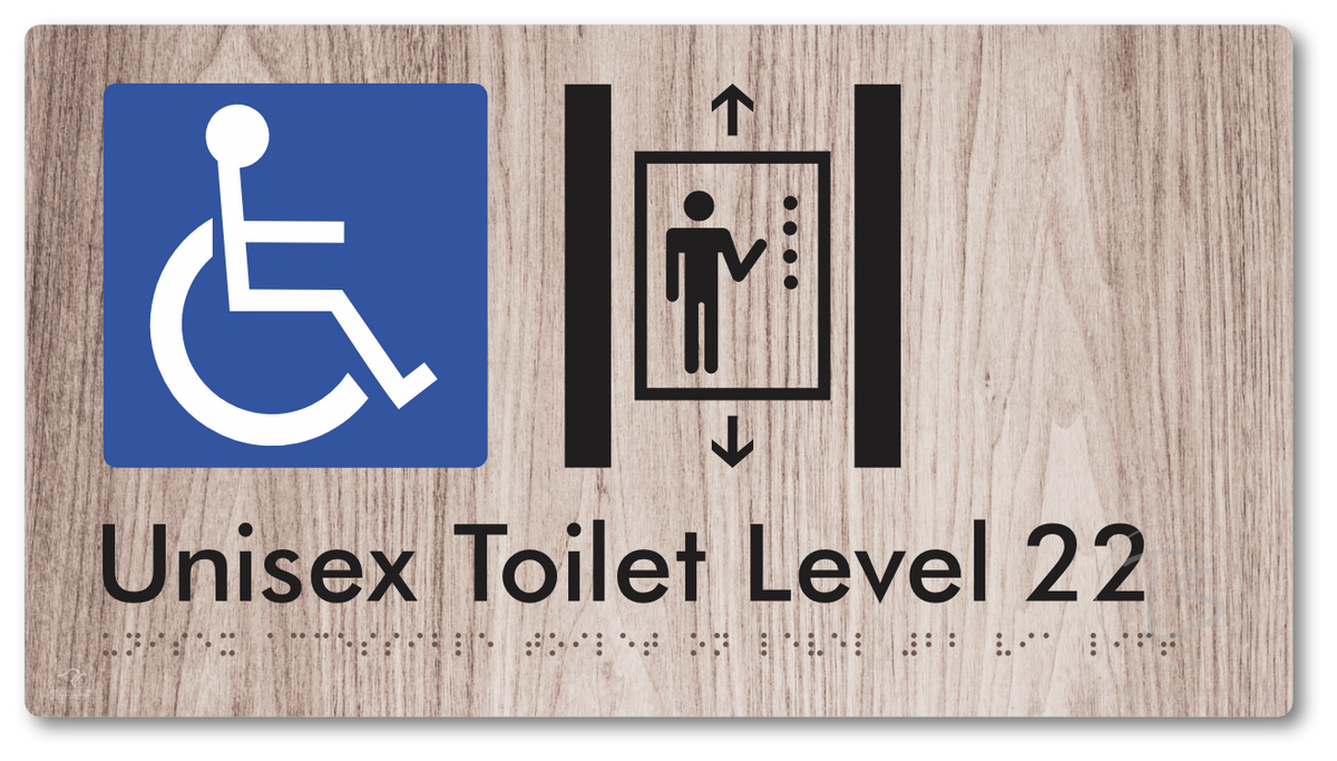 Unisex Accessible Toilet on Level 22 Via Lift - Braille Tactile Signs Aust.