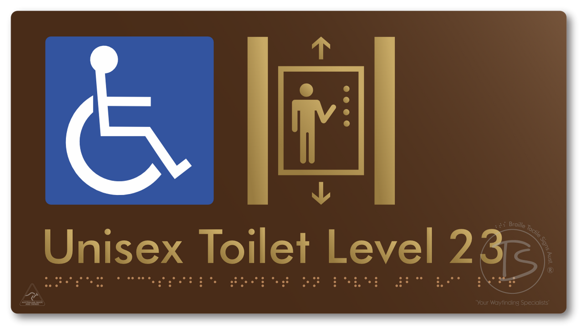 Unisex Accessible Toilet on Level 23 Via Lift - Braille Tactile Signs Aust.