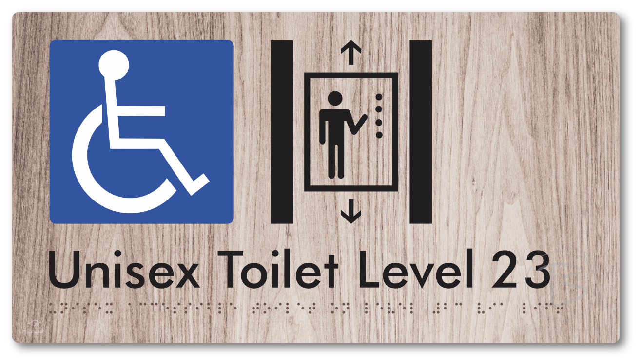 Unisex Accessible Toilet on Level 23 Via Lift - Braille Tactile Signs Aust.