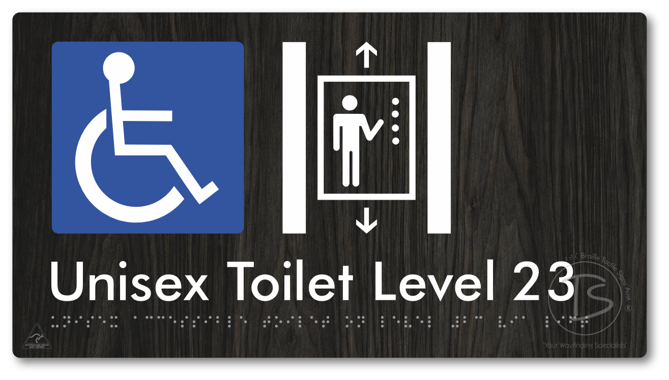Unisex Accessible Toilet on Level 23 Via Lift - Braille Tactile Signs Aust.