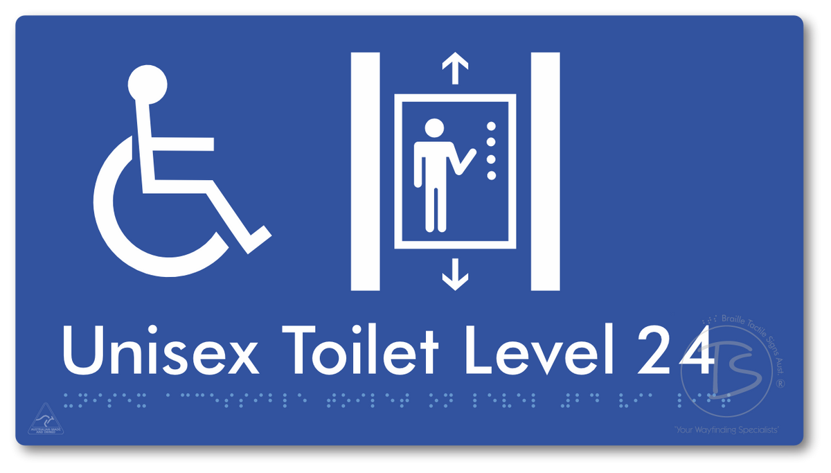 Unisex Accessible Toilet on Level 24 Via Lift - Braille Tactile Signs Aust.