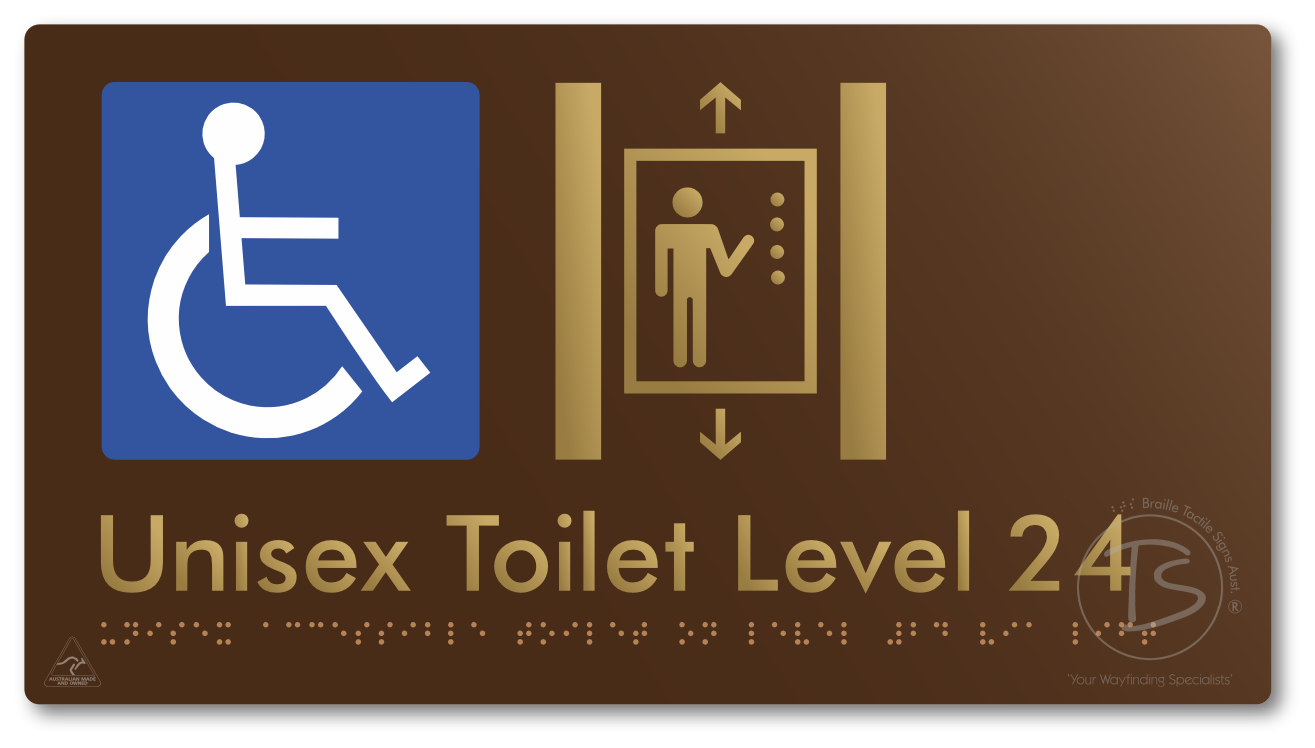 Unisex Accessible Toilet on Level 24 Via Lift - Braille Tactile Signs Aust.