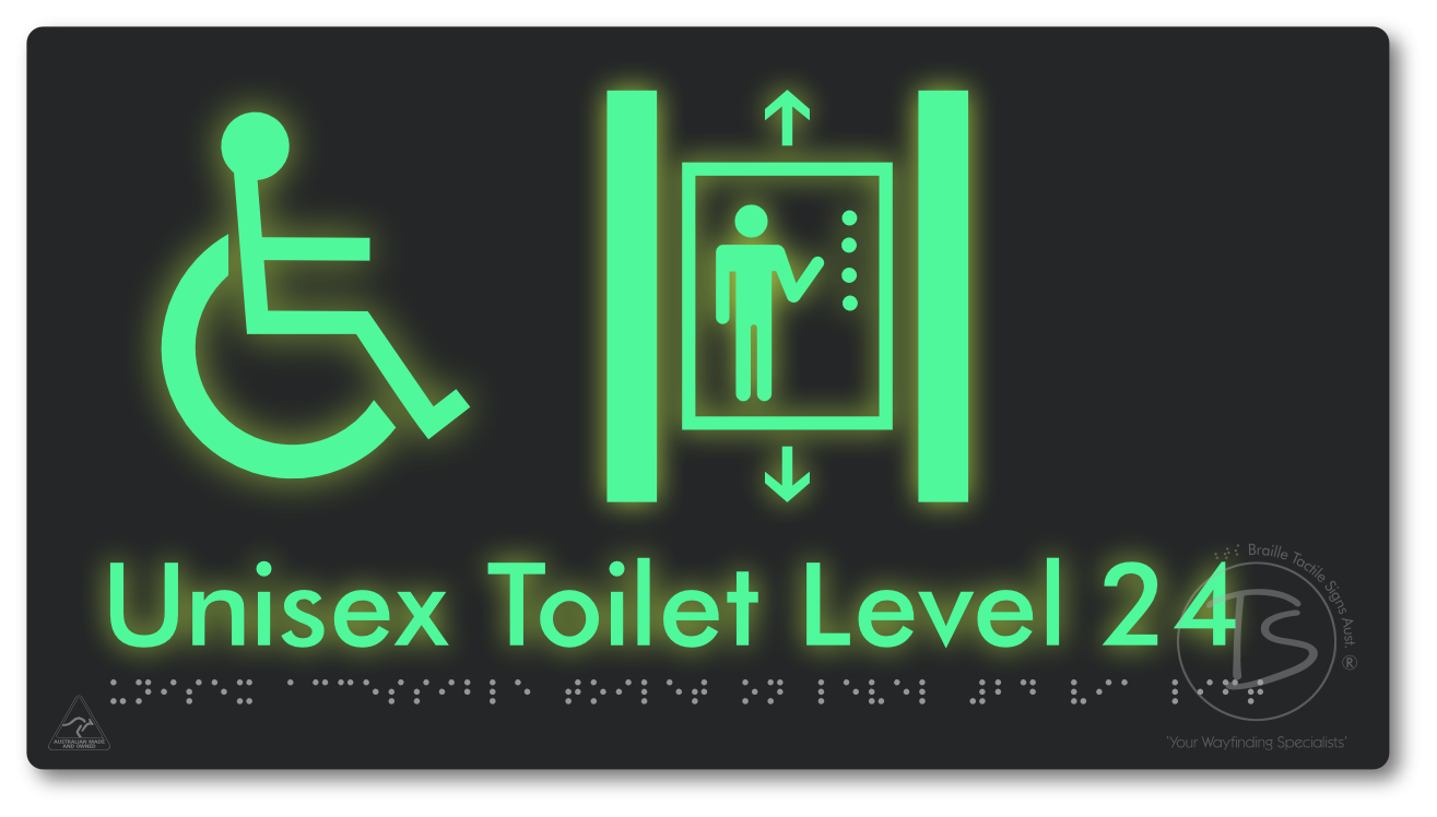 Unisex Accessible Toilet on Level 24 Via Lift - Braille Tactile Signs Aust.