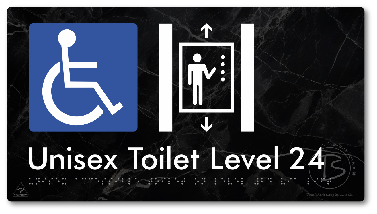 Unisex Accessible Toilet on Level 24 Via Lift - Braille Tactile Signs Aust.