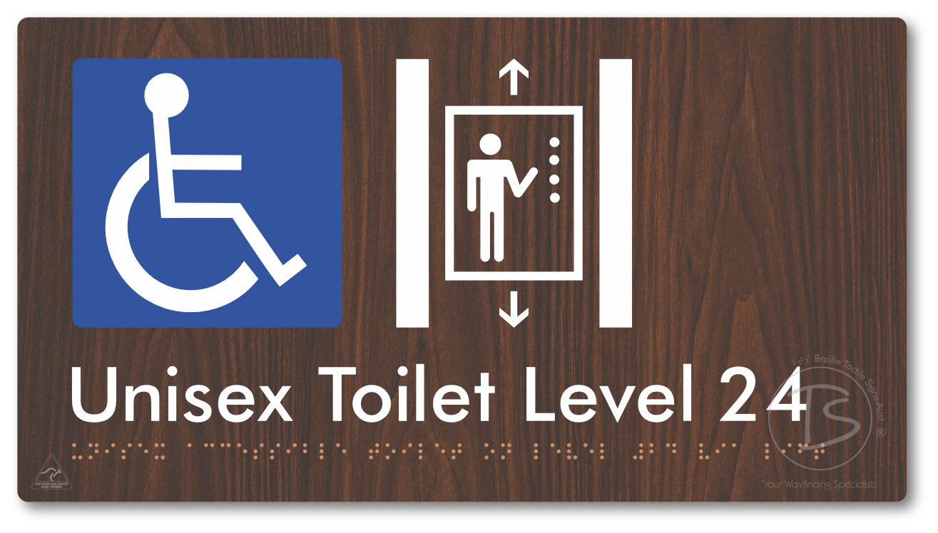 Unisex Accessible Toilet on Level 24 Via Lift - Braille Tactile Signs Aust.