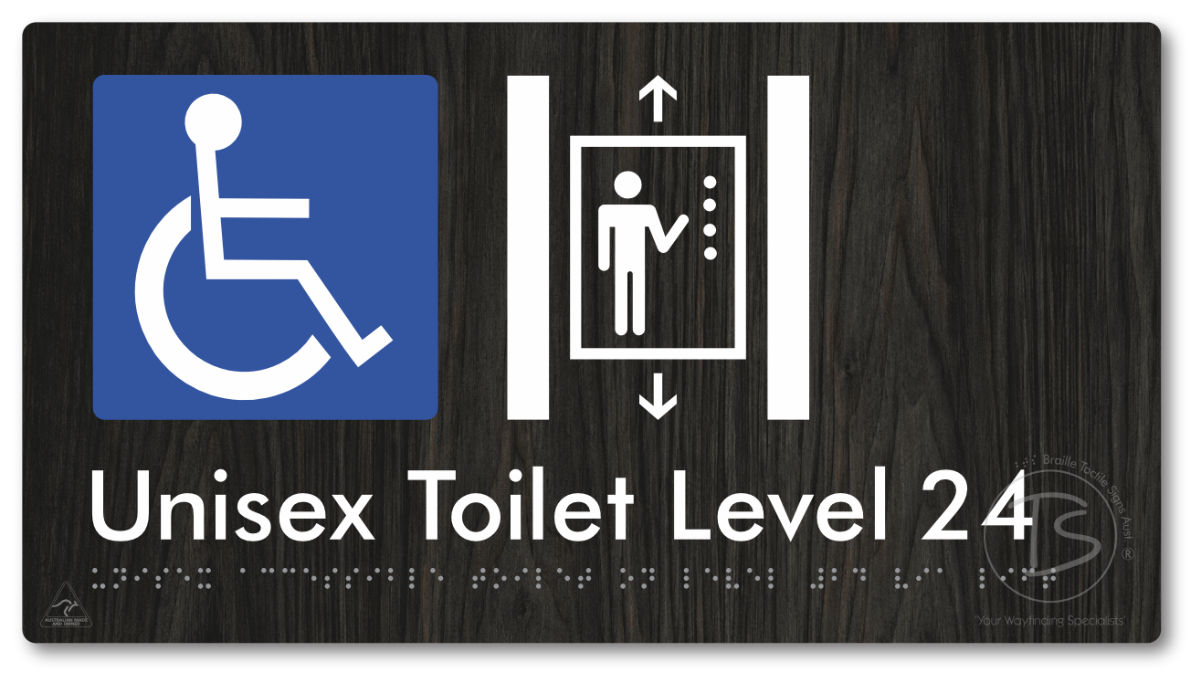 Unisex Accessible Toilet on Level 24 Via Lift - Braille Tactile Signs Aust.