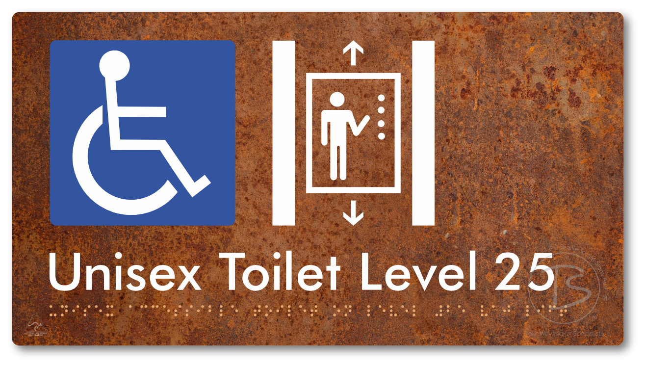 Unisex Accessible Toilet on Level 25 Via Lift - Braille Tactile Signs Aust.