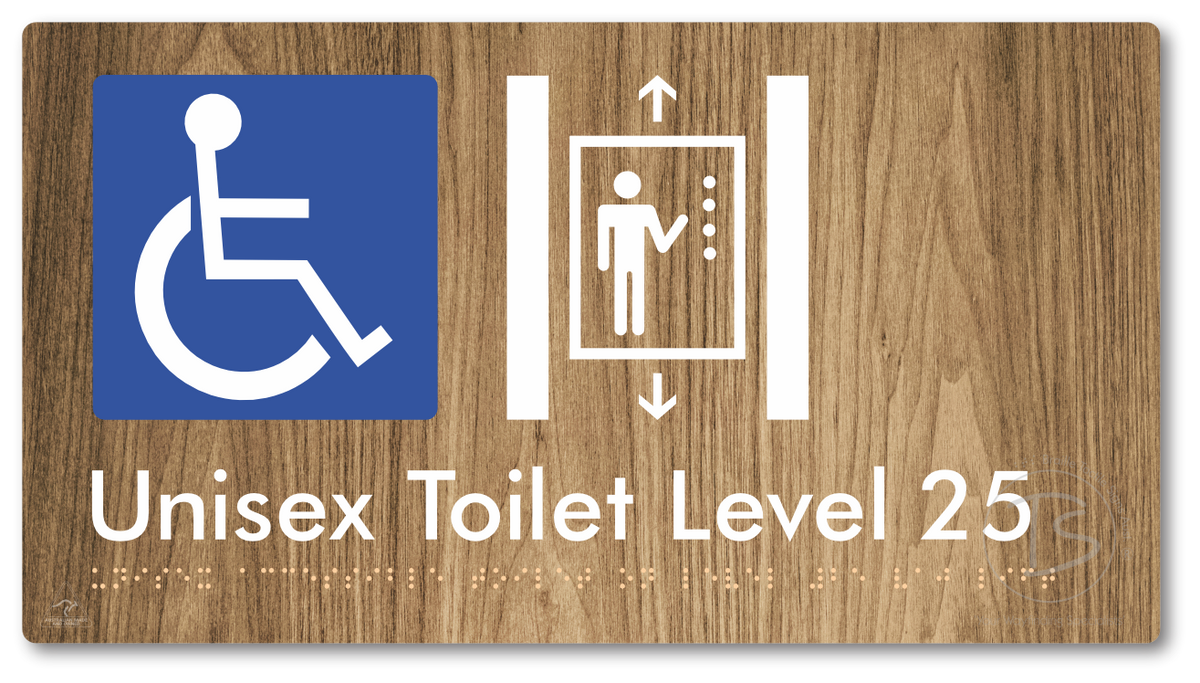 Unisex Accessible Toilet on Level 25 Via Lift - Braille Tactile Signs Aust.