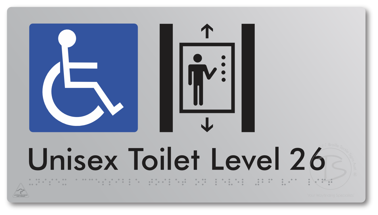 Unisex Accessible Toilet on Level 26 Via Lift - Braille Tactile Signs Aust.